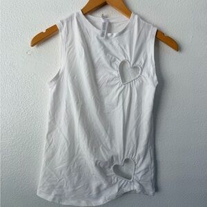 SKIMS Sold Out COTTON JERSEY HEART Cutout TANK TOP White Snow Size Large